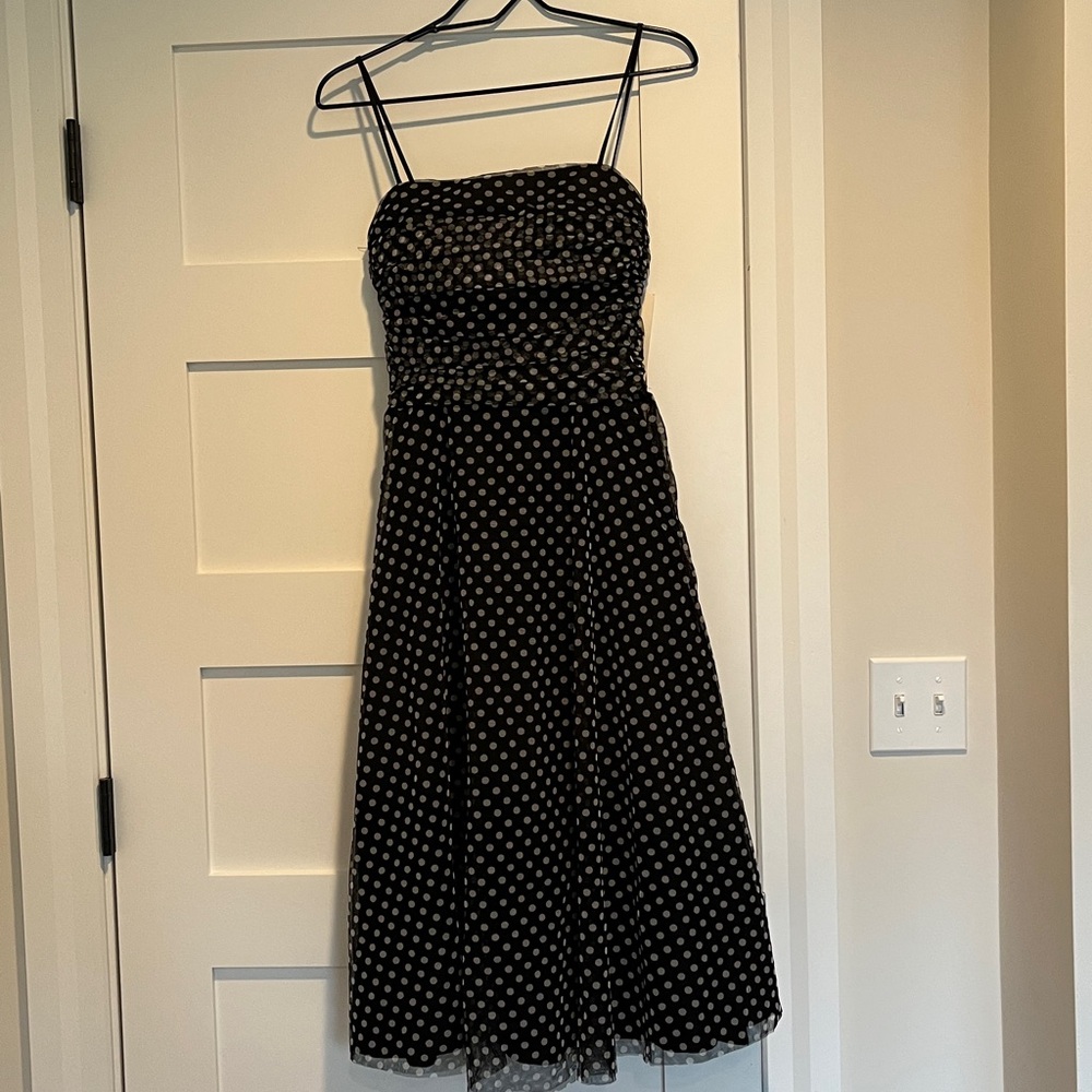Eliza J Black Dress with White/Gray Dots, Sz 8 NWT